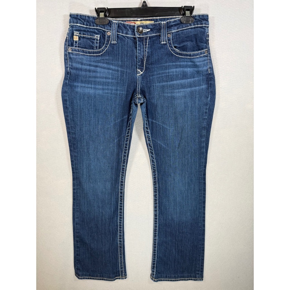 Big Star Remy Low Rise Straight Leg Jeans Dark Wash Thick Stitch Women's 32R